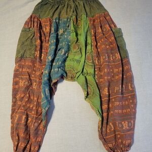 Multicolor Unisex Bohemian Harem Hippie Style Linen Pants